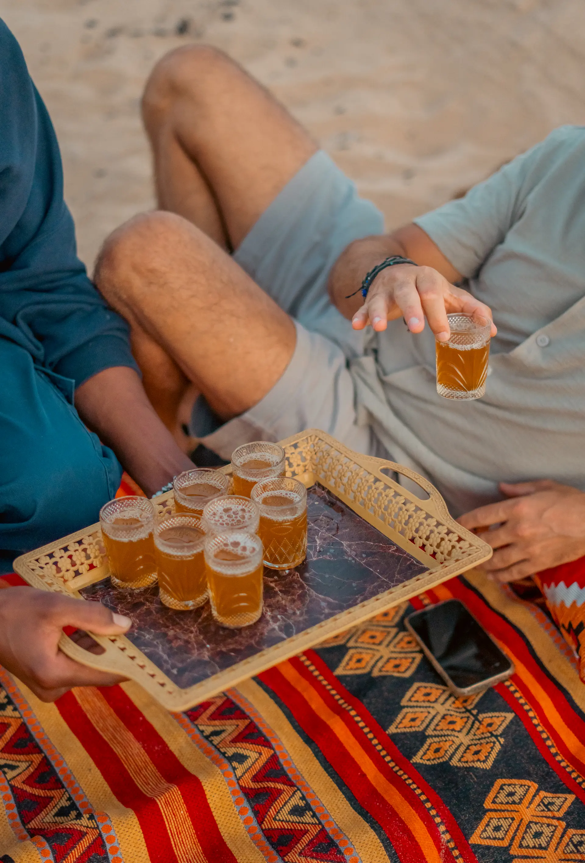 Tea break after sandboarding in Timlaline