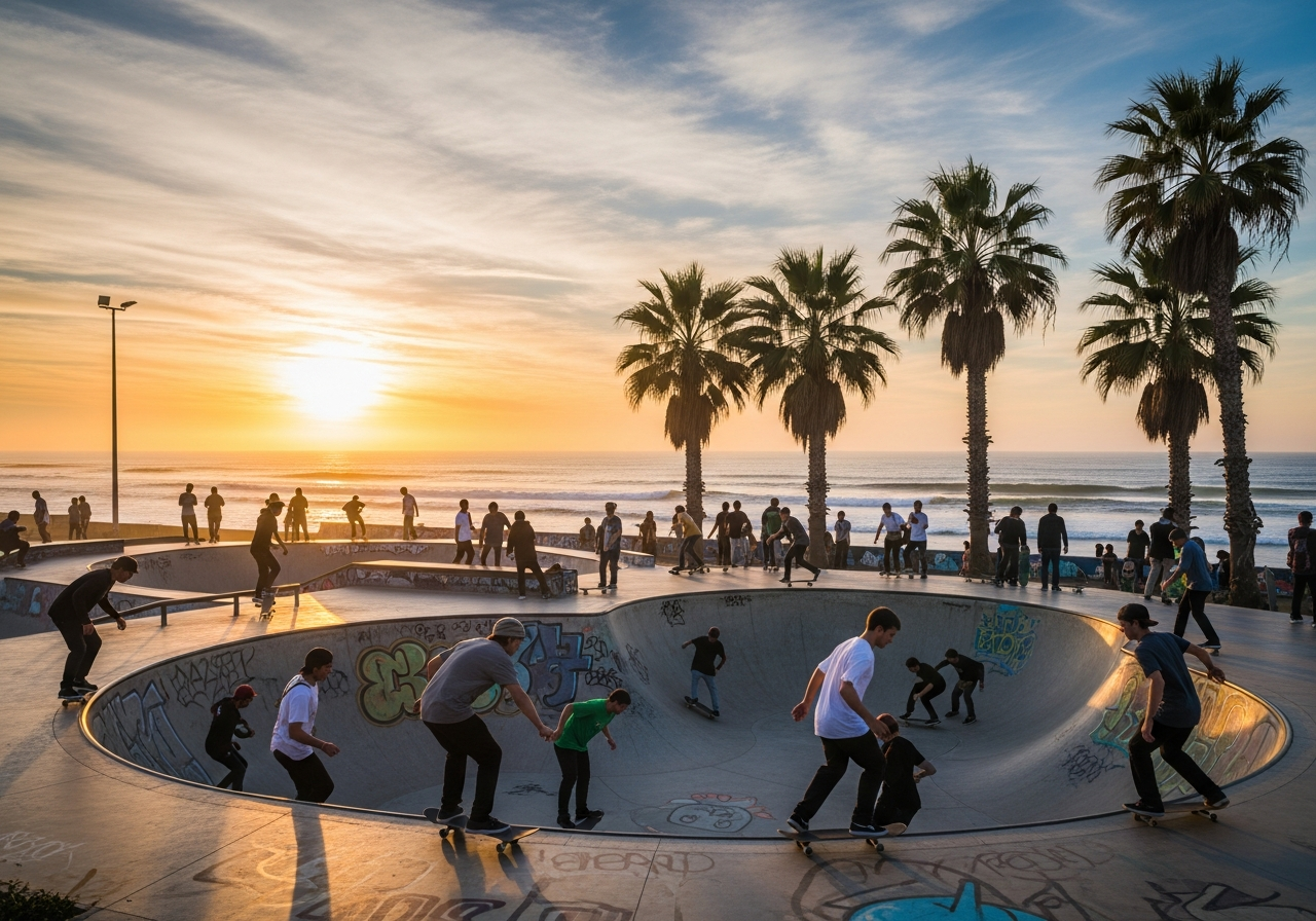 Sunset at Taghazout skatepark
